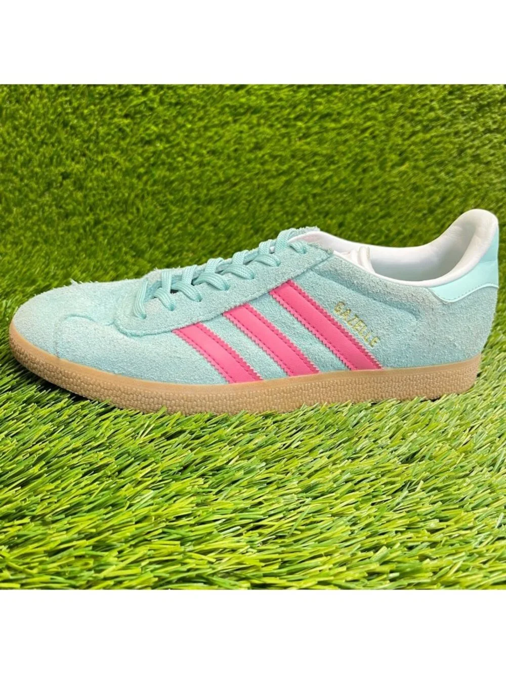 Adidas Originals Gazelle Womens Size 8 Aqua Pink Gum Athletic Shoes Sneakers